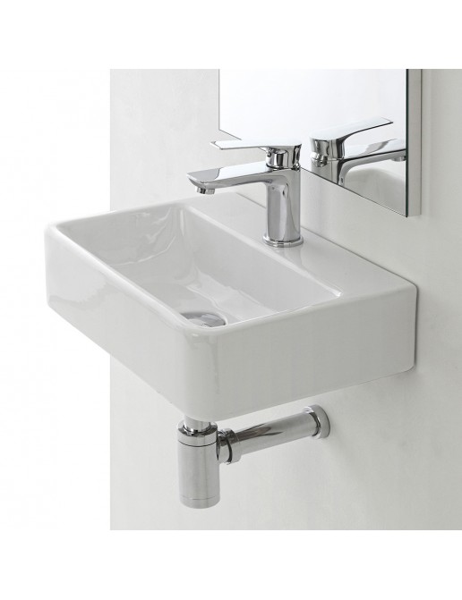 Lavabo Sospeso Rettangolare In Ceramica 40 X 29 5 Cm Bianco Lucido