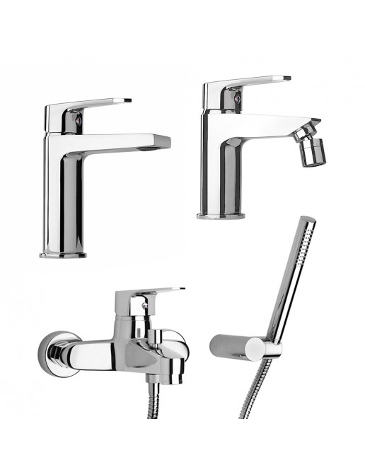 Set Miscelatori Lavabo Bidet E Vasca Cromati Piralla Baci Scarico Incluso