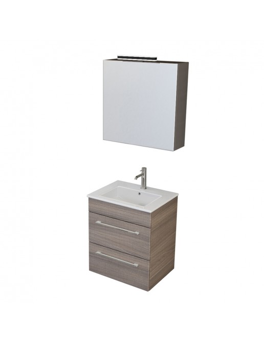 Mobile Bagno Sospeso 55 Cm Smart Olmo Con Lavabo E Specchio Contenitore