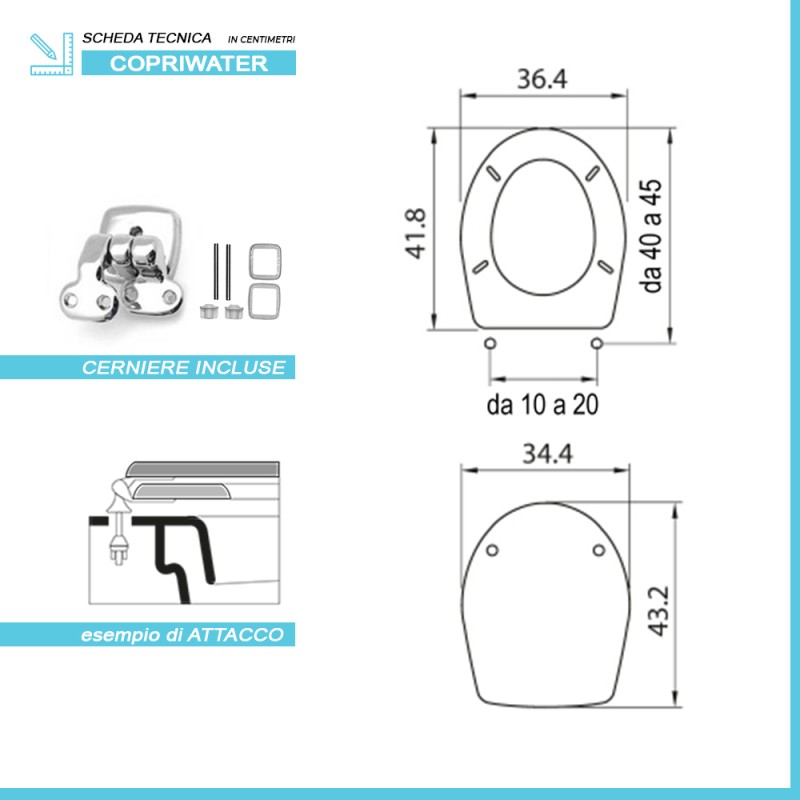 Copriwater Colibri 2 Bianco Pozzi Ginori In Legno Rivestito Con Cerniere