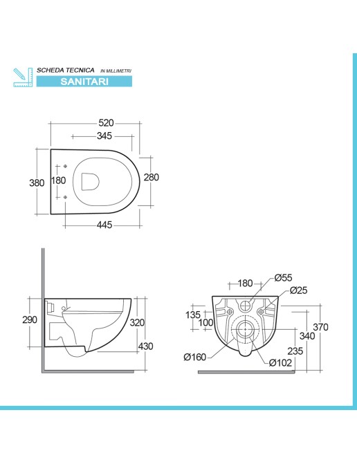 Wc Sospeso Rak Serie Des Scarico A Parete Rimless E Fissaggi Nascosti