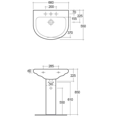 Dati tecnici lavabo Orient