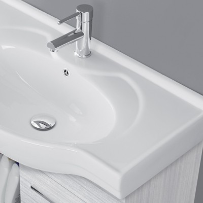 Composizione bagno sospesa 81 cm grigia con 2 ante completa di lavamani e specchio filo lucido