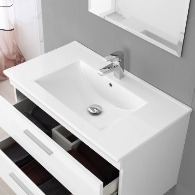 Composizione bagno sospesa 81x50 cm con 2 cassetti con chiusura ammortizzata soft-close