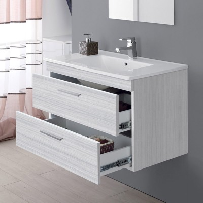 Mobile bagno salvaspazio 81x50 cm grigio con 2 cassetti a chiusura ammortizzata soft close