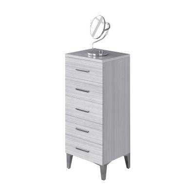 Base Singola Bagno Moderno 5 Cassetti Grigio 35x83 con Maniglia Cromo Feridras - 5