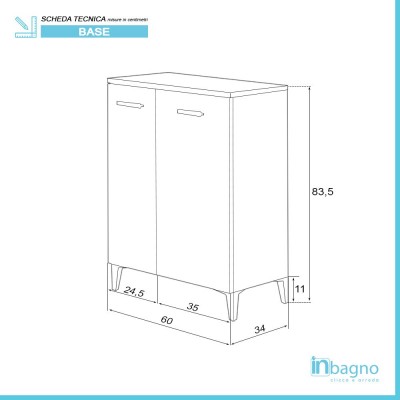 Base Doppia da Bagno con 2 ante Colore Larice 60x78,5 cm Feridras - 3