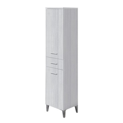 Colonna Alta da Bagno Multiuso 2 Ante e Cassetto 153.5x35 Finitura Grigio Feridras - 5