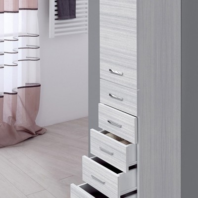 Colonna Bagno Porta Asciugamani H.154 Colore Grigio Multiuso con 5 Cassetti Feridras - 4