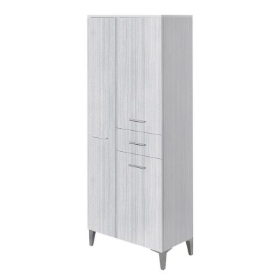 Colonna Doppia Bagno 60x148 cm  Finitura Grigio con 3 Ante e Cassetto Feridras - 6