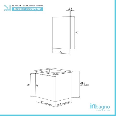 Mobile Moderno Salvaspazio Bianco Laccato 50x36,5 cm con Anta Feridras - 3