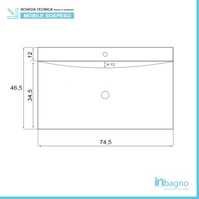 Mobile Bagno Sospeso 2 Cassetti Bianco Laccato 75x51 cm con Cassettoni Feridras - 4