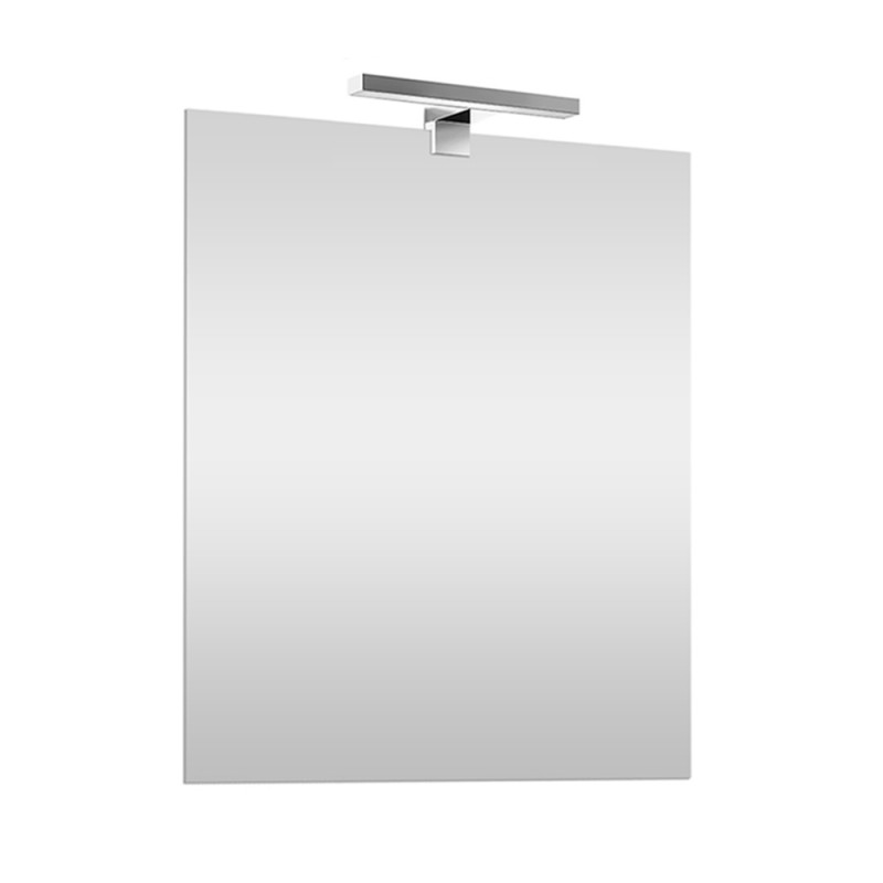 Specchio bagno 50x60 a filo reversibile con lampada naturale 30 cm