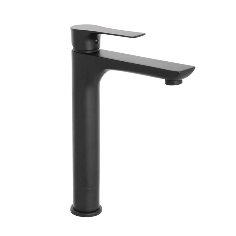 Miscelatore lavabo alto Flat in ottone nero opaco con piletta inclusa