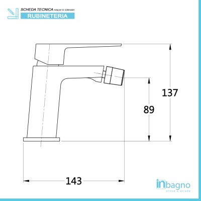 scheda tecnica Miscelatore Bidet Squadrato Nero Opaco