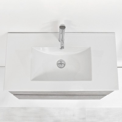 Lavamani in ceramica bianca lucida del mobiletto bagno Duble da 90 cm