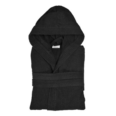 Accappatoio Nero taglia S 100% cotone con tasche cappuccio e cintura