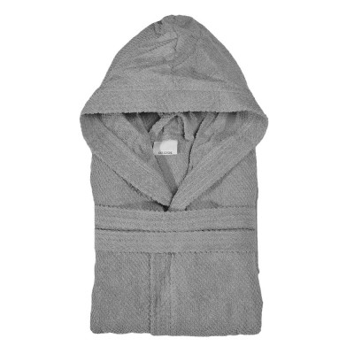 Accappatoio 100% cotone grigio taglia S con cappuccio tasche e cintura