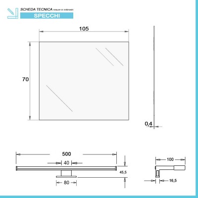 Specchio filo lucido reversibile 70x105 cm