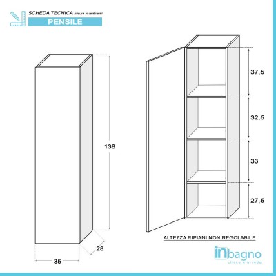 scheda tecnic Colonna bagno sospesa L. 35 cm Master grigio