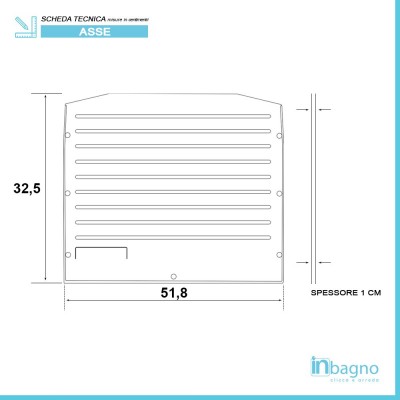 Scheda tecnica asse lavatoio in pvc bianco per vasca lavapanni in resina 60x50