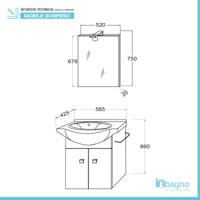 Lampada LED del mobiletto bagno moderno sospeso 55 cm