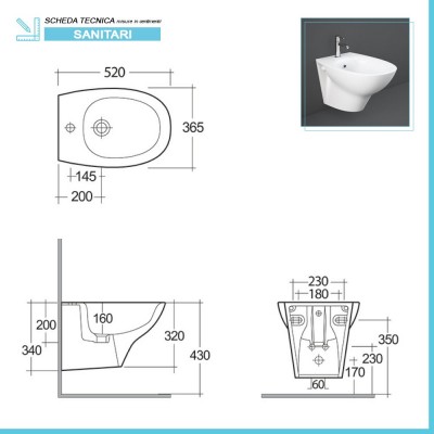 Scheda tecnica bidet sospeso Morning