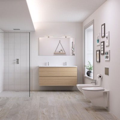 Coppia sanitari sospesi Morning con water rimless a chiusura rallenty e bidet