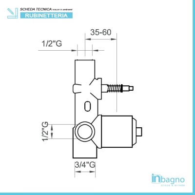 Caratteristiche tecniche rubinetto doccia a 2 vie serie Italia in ottone cromato