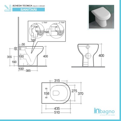 Scheda tecnica Water Rak serie Compact in ceramica bianca lucida