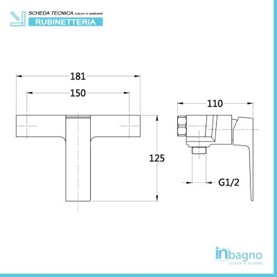 Caratteristiche tecniche miscelatore doccia a incasso del set Quatra