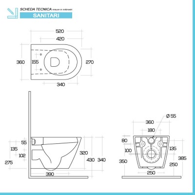 Scheda tecnica water sospeso Feeling rimless