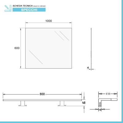 scheda Specchio bagno LED reversibile