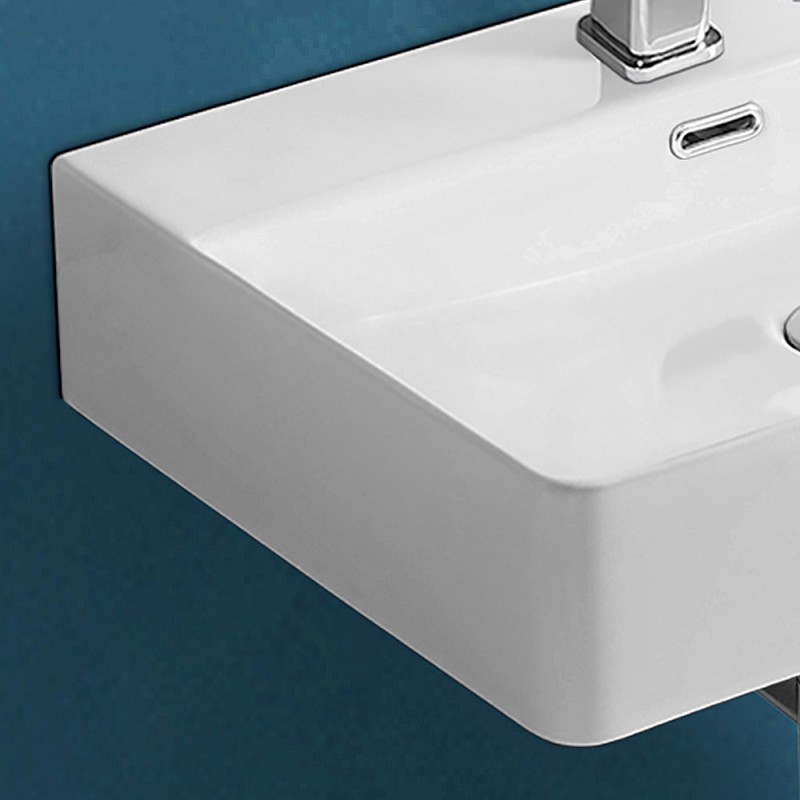 Lavabo Bagno Sospeso in Ceramica Rettangolare 450x250mm - Sandford