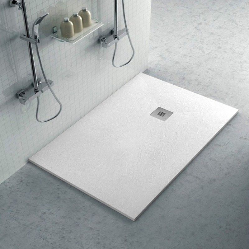 Piatto doccia su misura 90x120 Karen in resina bianco effetto pietra