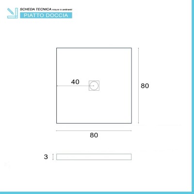 Scheda tecnica piatto doccia su misura 80x80 Karen in resina tortora effetto pietra