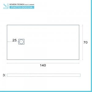 Scheda tecnica piatto doccia filo pavimento 70x140 in resina Karen pietra ardesia
