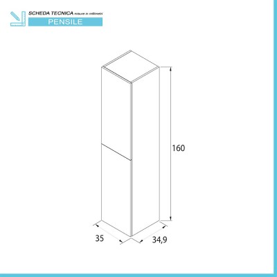 Scheda tecnica colonna bagno sospesa cappuccino opaco 2 ante reversibili serie Melody