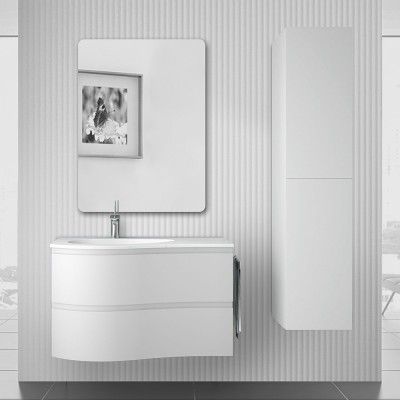 Mobile bagno sospeso 90  Melody bianco opaco con vasca decentrata