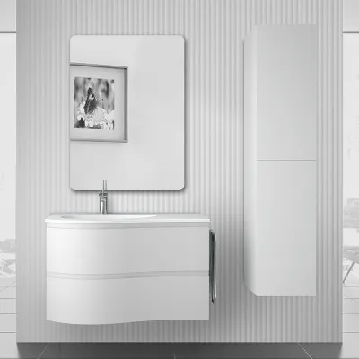 Mobile bagno sospeso 90  Melody bianco opaco con vasca decentrata