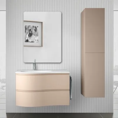 Mobile bagno sospeso 90 Melody cappuccino completo di vasca e specchio