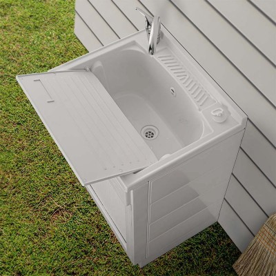 Lavabo per lavanderia 60x60 cm bianco con serrandina