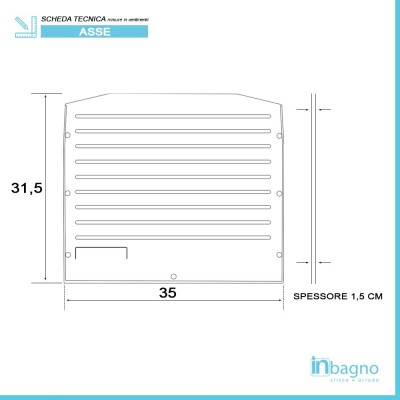 Scheda tecnica asse lavatoio in pvc per pilozzo in resina 45x50