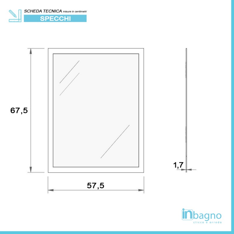 Specchio con cornice argento a mosaico 67x87 cm reversibile