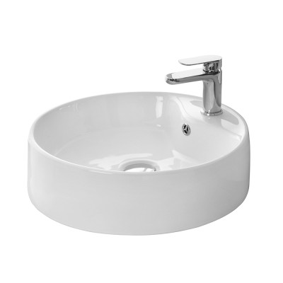 Lavandino bagno da appoggio D. 46 cm in ceramica bianca lucida