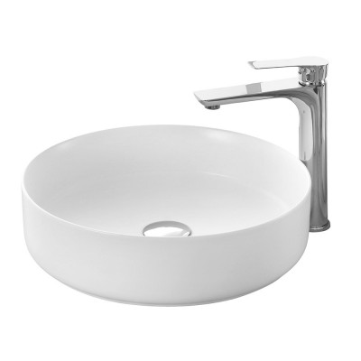 Lavabo da appoggio D. 40 cm in ceramica bianca opaca