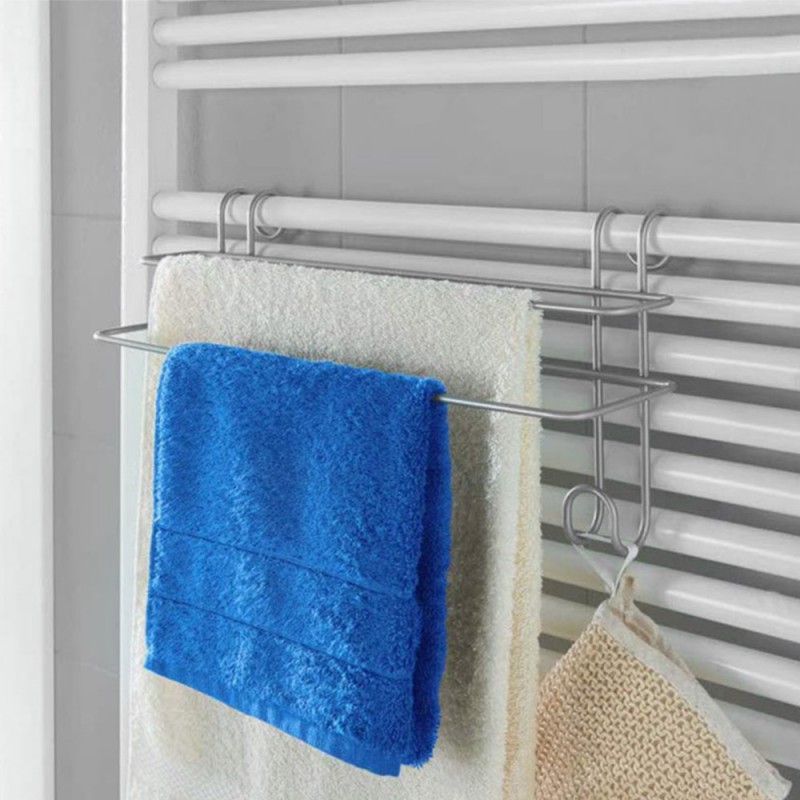 Porta asciugamani per termoarredo in acciaio con Polytherm grigio