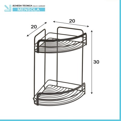 Scheda tecnica mensola per doccia angolare Origin Lava con 2 ripiani in acciaio nero