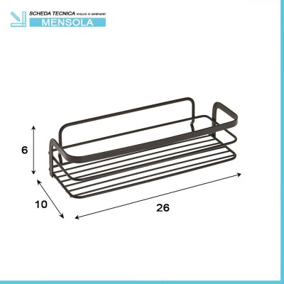 Scheda tecnica mensola per doccia rettangolare Origin Lava con ripiano in acciaio nero
