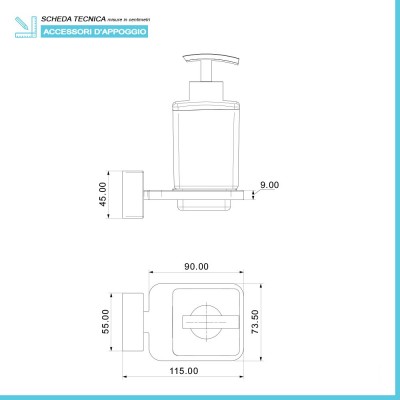 Scheda tecnica dosatore sapone liquido a parete